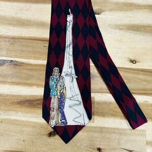 Vintage John Lennon Artwork 100% Silk John & Yoko Eiffel Tower Print Necktie